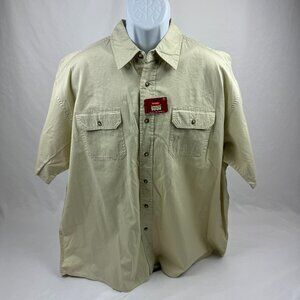 Wrangler Regular Fit Button Up Shirt Men's Ivory Short Sleeve Size 2XL NWT